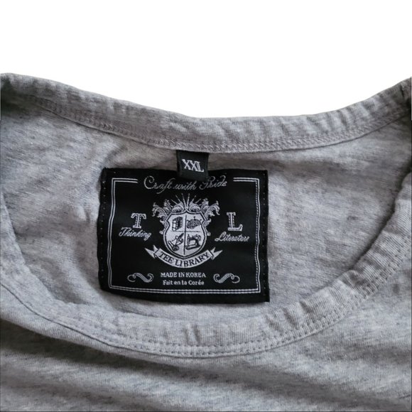 Sugar Skull Tee Library Day of The Dead Shirt 2XL Gray Dia De Los Muertos - Picture 2 of 4